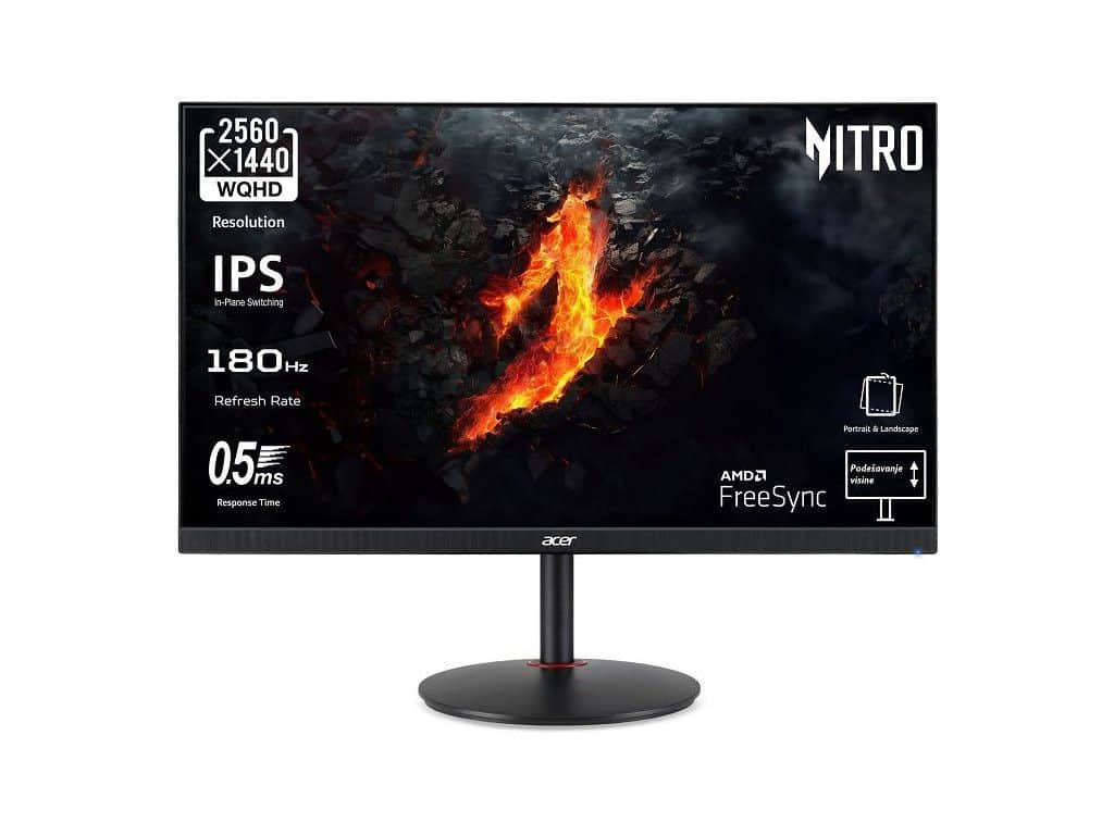 Acer 27" Nitro XV2 V3 180HzIPS,WQHD,350cd,0.5ms,HDMIx2,DPSPK,Tilt