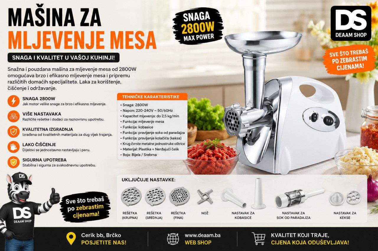 Masina za mljevenje mesa 2800W sa nastavcima