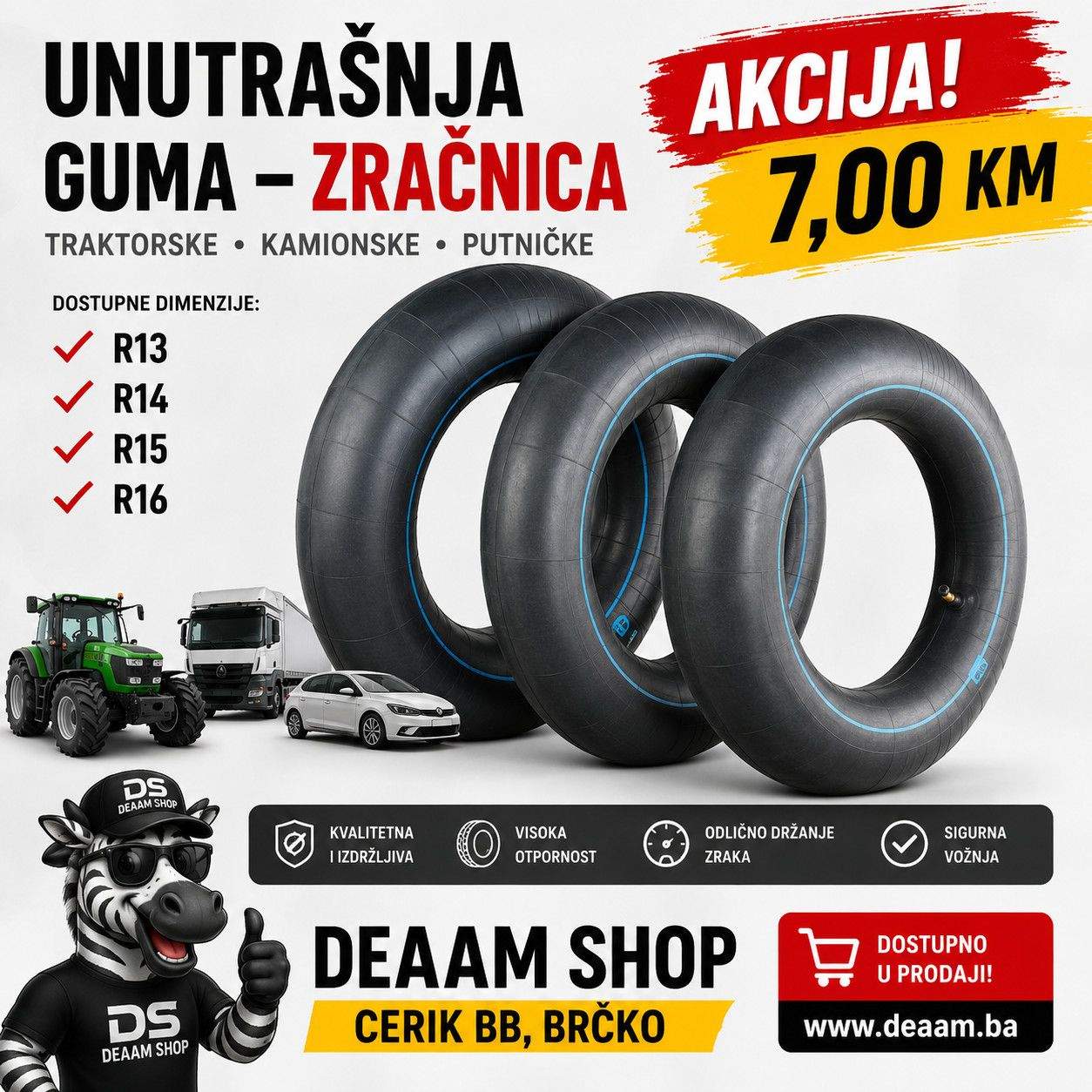 UNUTRAŠNJA GUMA ZRAČNICA UNUTRAŠNJE GUME R13 R14 R15 R16