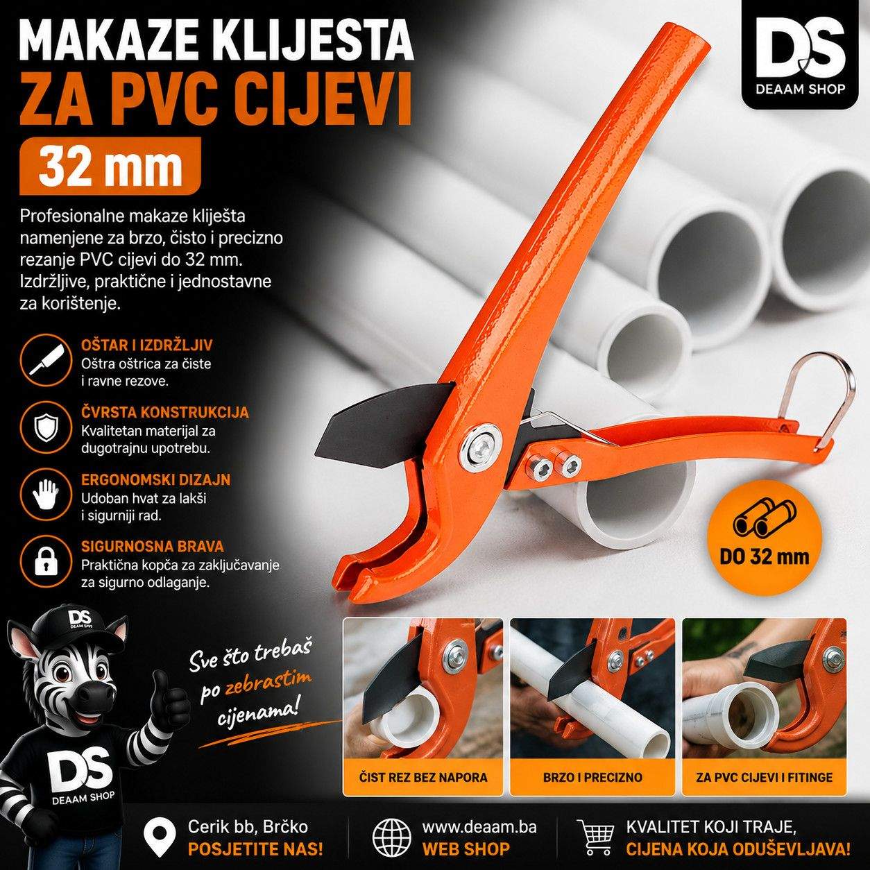 MAKAZE KLIJESTA ZA PVC CIJEVI 32 mm