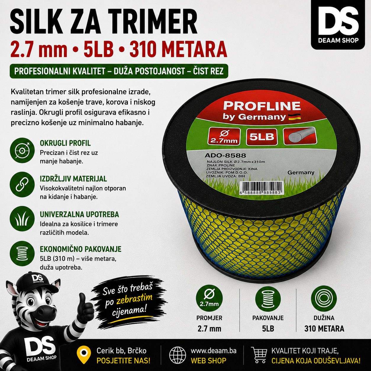 SILK ZA TRIMER 2.7 mm 5LB 310 METARA
