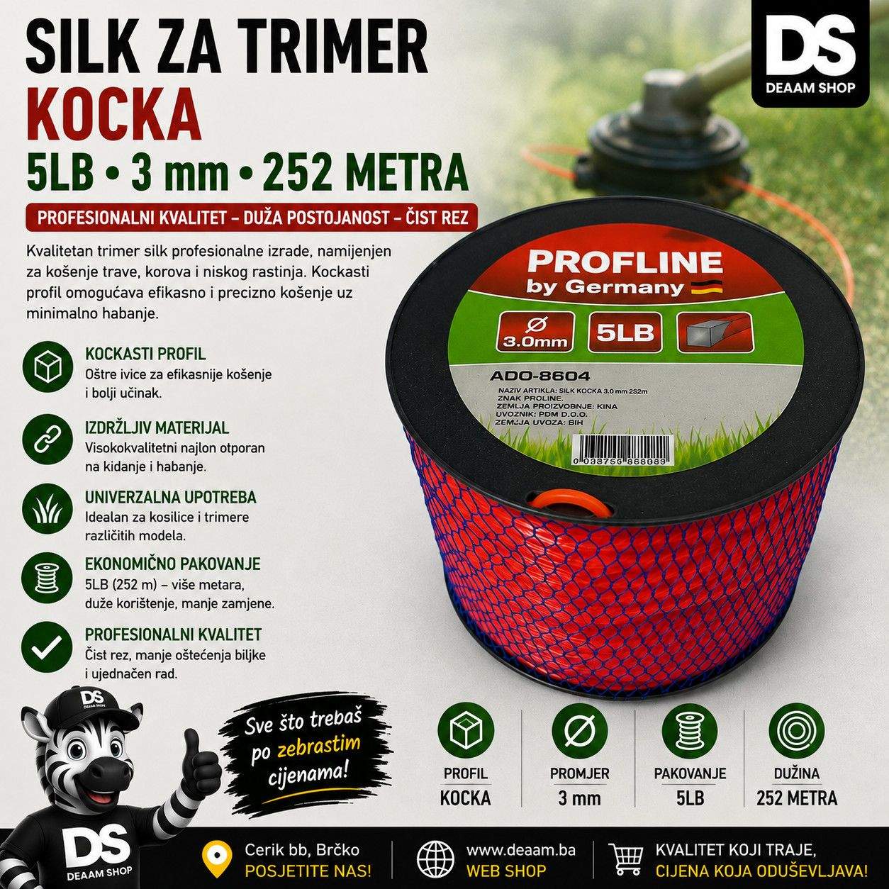 SILK ZA TRIMER KOCKA 5LB 3 mm 252 METRA