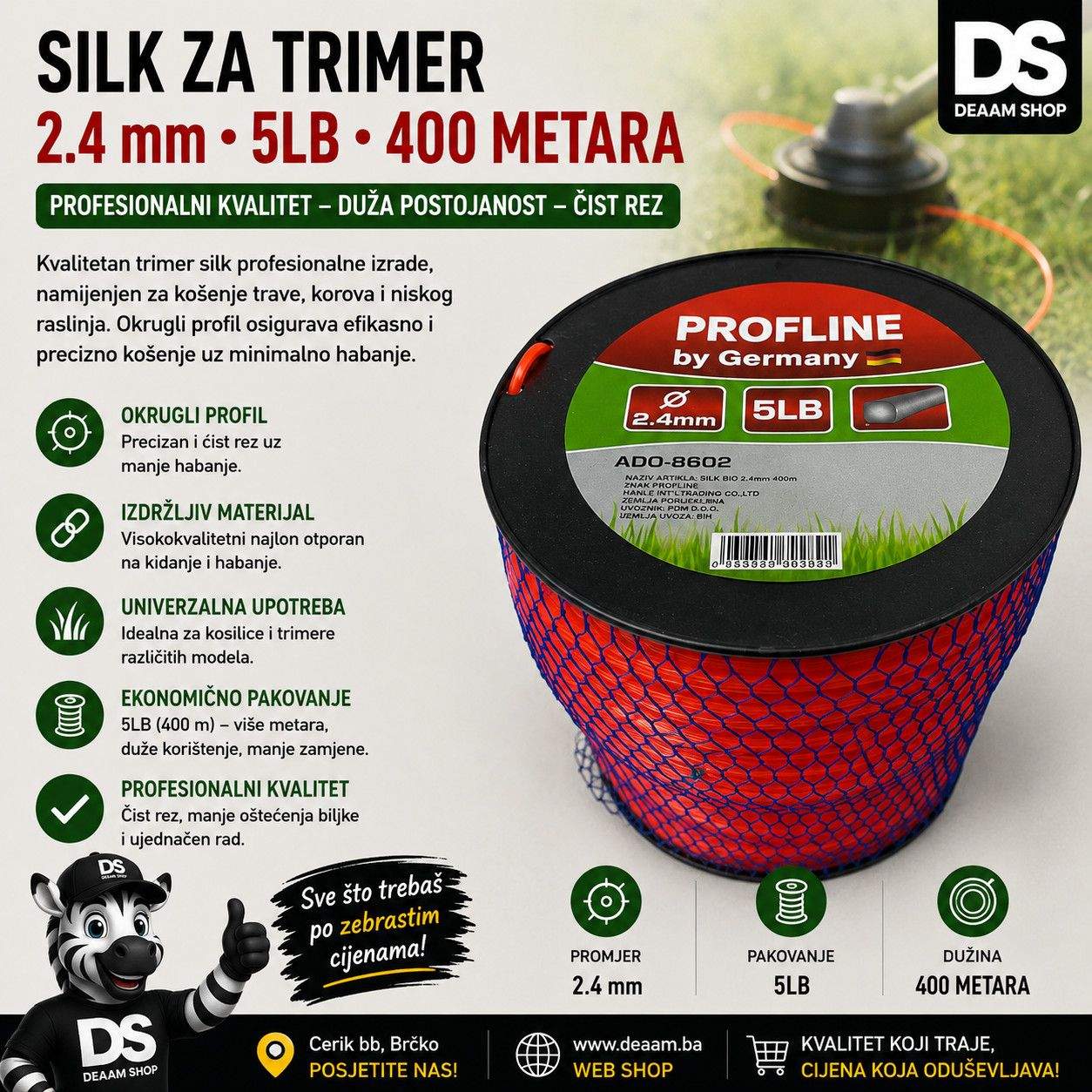 SILK ZA TRIMER 2.4 mm 5LB 400 METARA