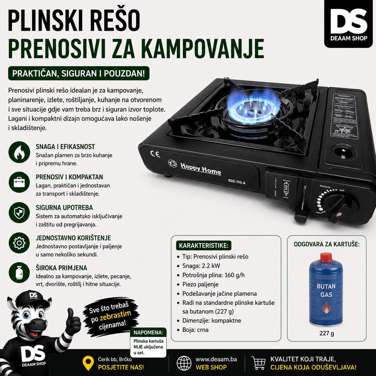PLINSKI REŠO PRENOSIVI ZA KAMPOVANJE