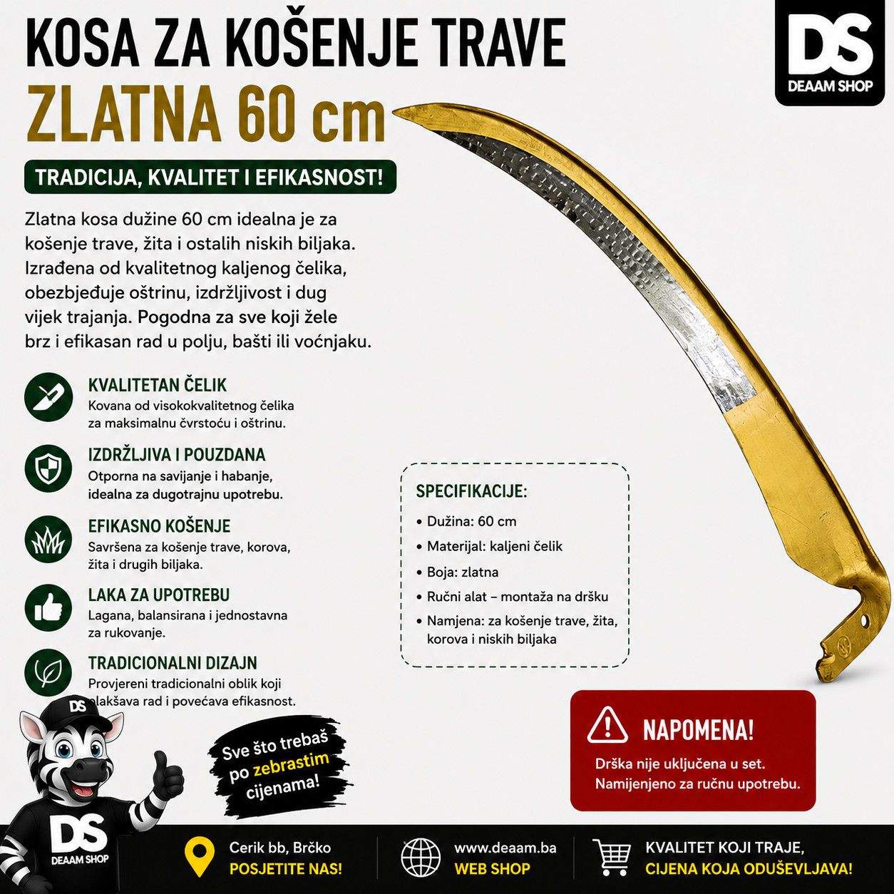 KOSA ZA KOŠENJE TRAVE ZLATNA 60 CM