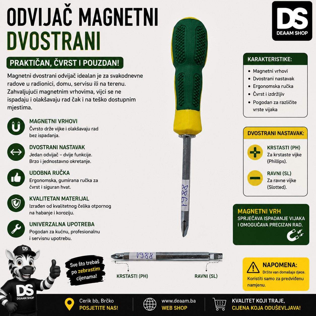 ODVIJAC MAGNETNI DVOSTRANI