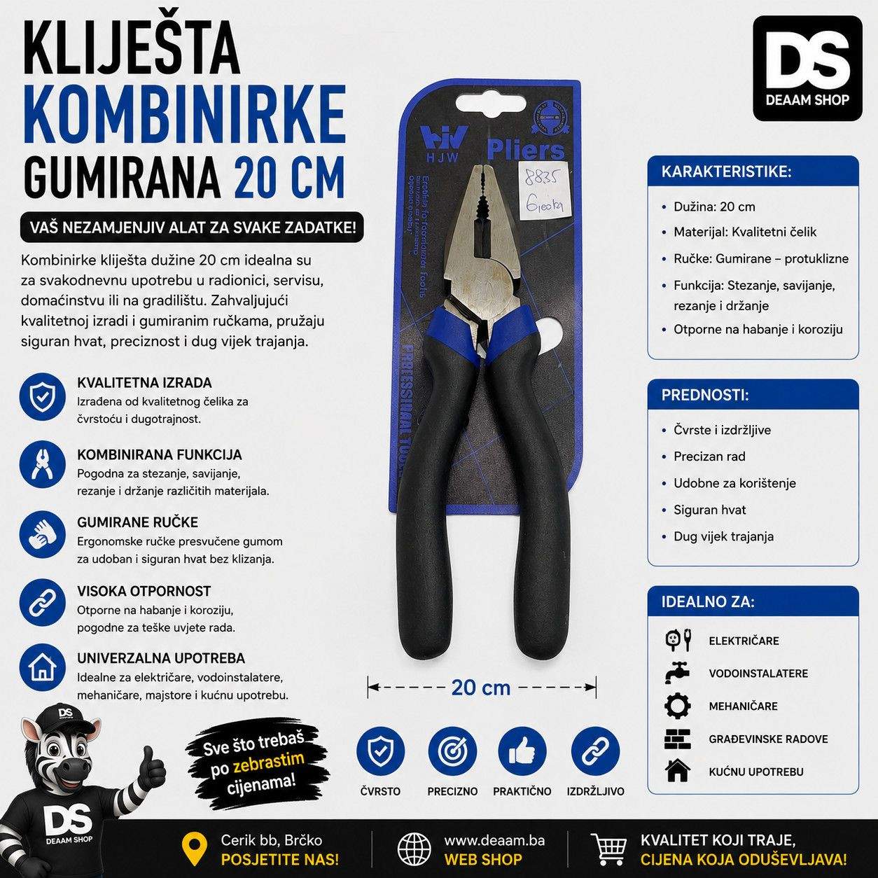KLIJESTA KOMBINIRKE GUMIRANA 20 CM