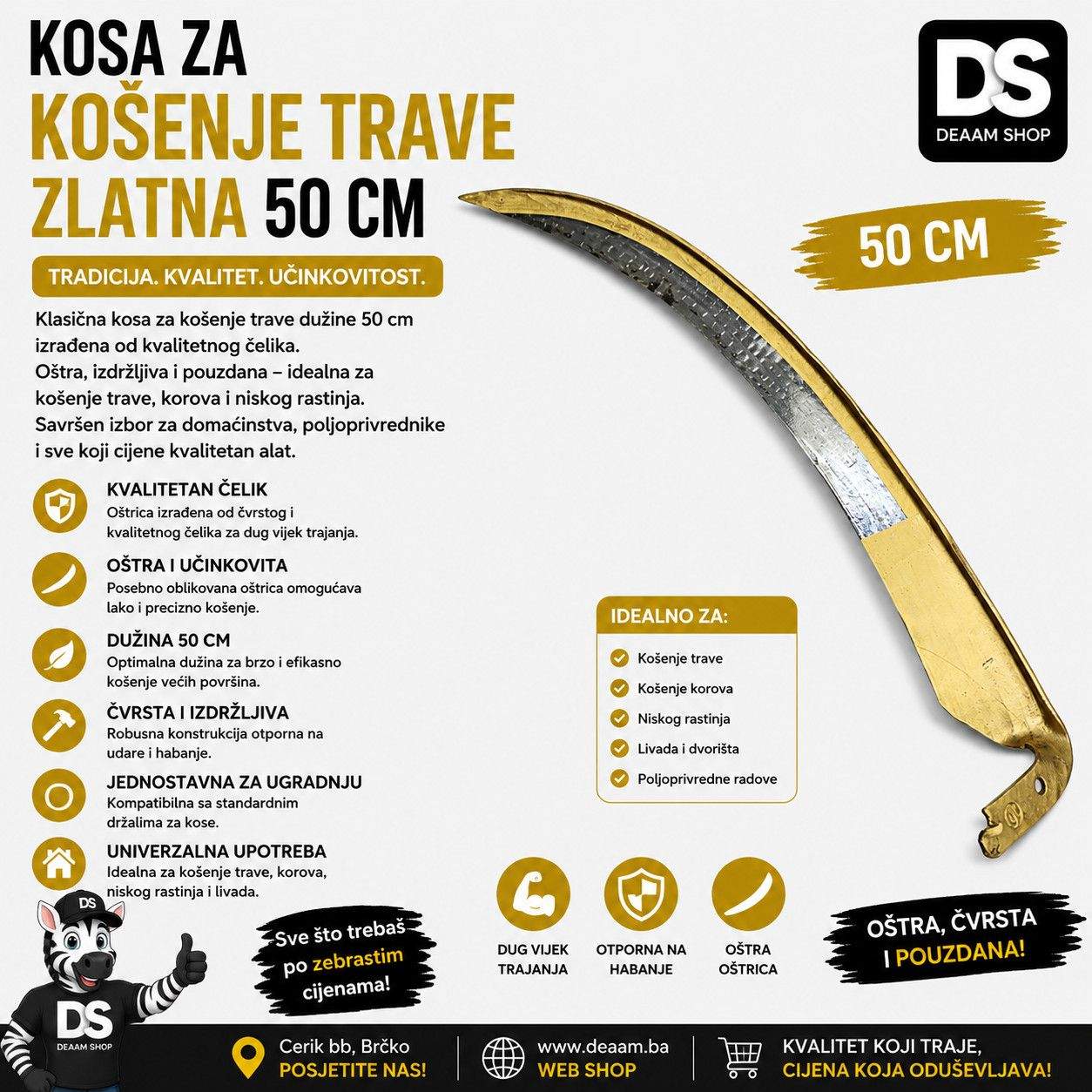 KOSA ZA KOŠENJE TRAVE ZLATNA 50 CM