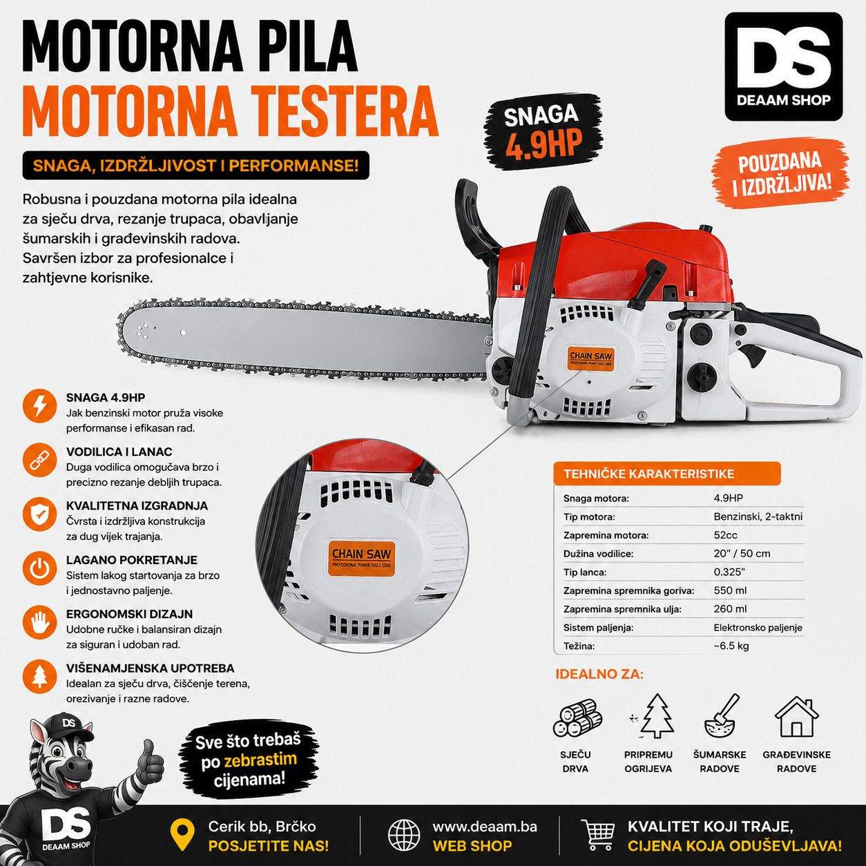 Motorka pila motorna testera motorka 4.9HP