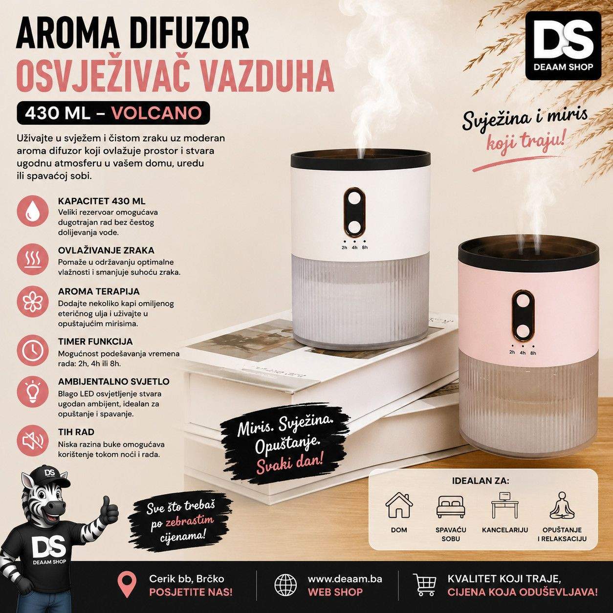 DIFUZOR DIFUSOR OSVJEŽIVAČ VAZDUHA 430 ML VOLCANO