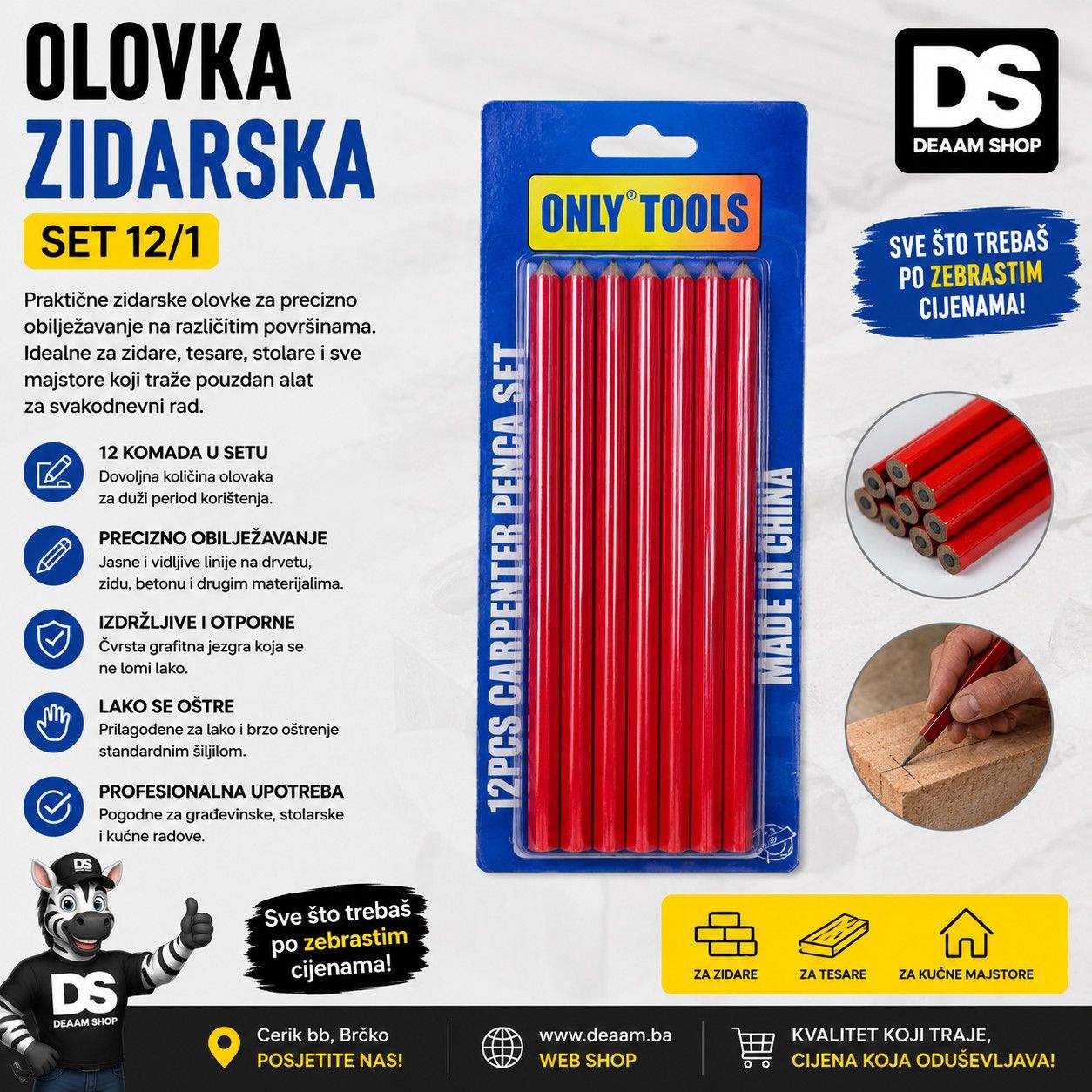 OLOVKA ZIDARSKA SET 12/1