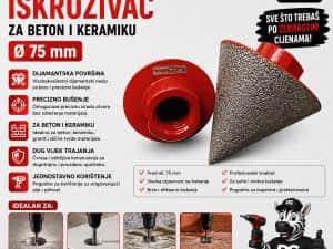 DIJAMANTSKI ISKRUZIVAČ ZA BETON I KERAMIKU 75 mm