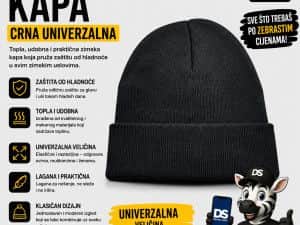 Zimska kapa crna univerzalna