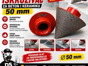 DIJAMANTSKI ISKRUZIVAČ ZA BETON I KERAMIKU 50 mm