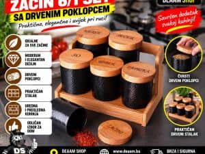 POSUDE ZA ZAČIN 6/1 SET SA DRVENIM POKLOPCEM