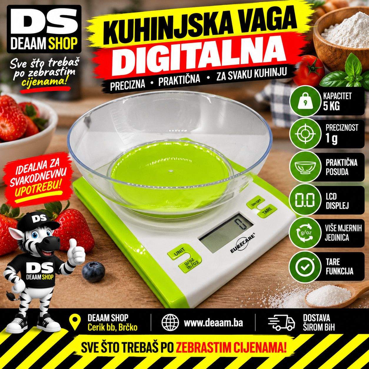 KUHINJSKA VAGA DIGITALNA PRECIZNA 1g - 5 KG