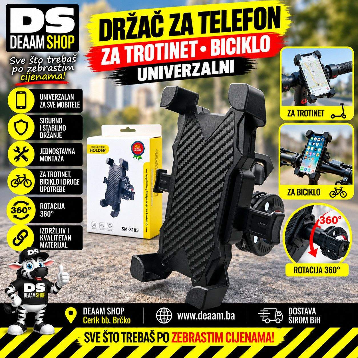 DRŽAČ ZA TELEFON ZA TROTINET BICIKLO UNIVERZALNI