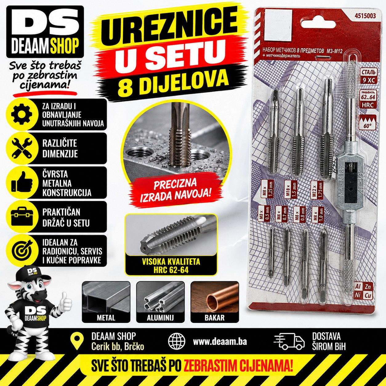 UREZNICE U SETU 8 DIJELOVA