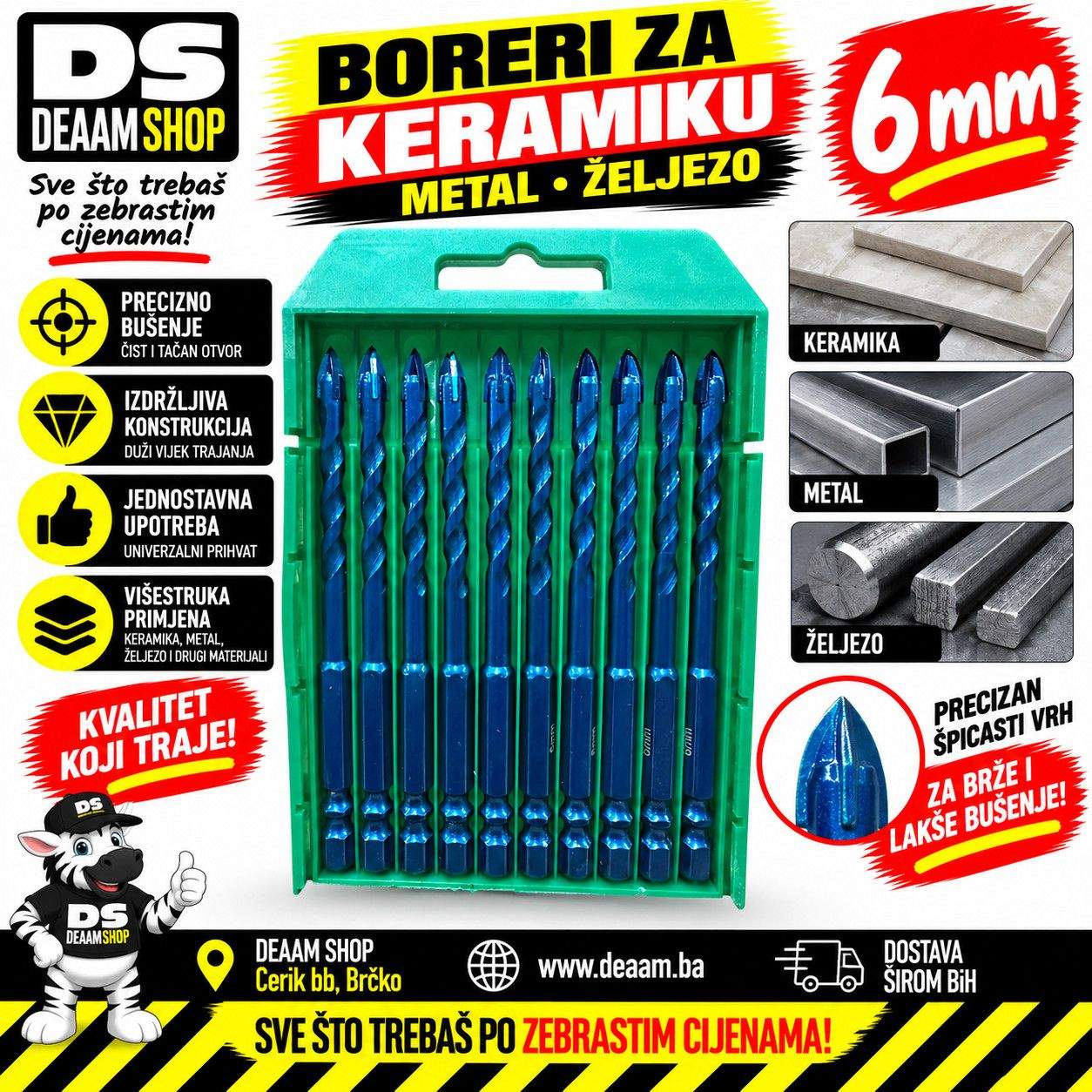 BORERI ZA KERAMIKU METAL ZELJEZO 6mm
