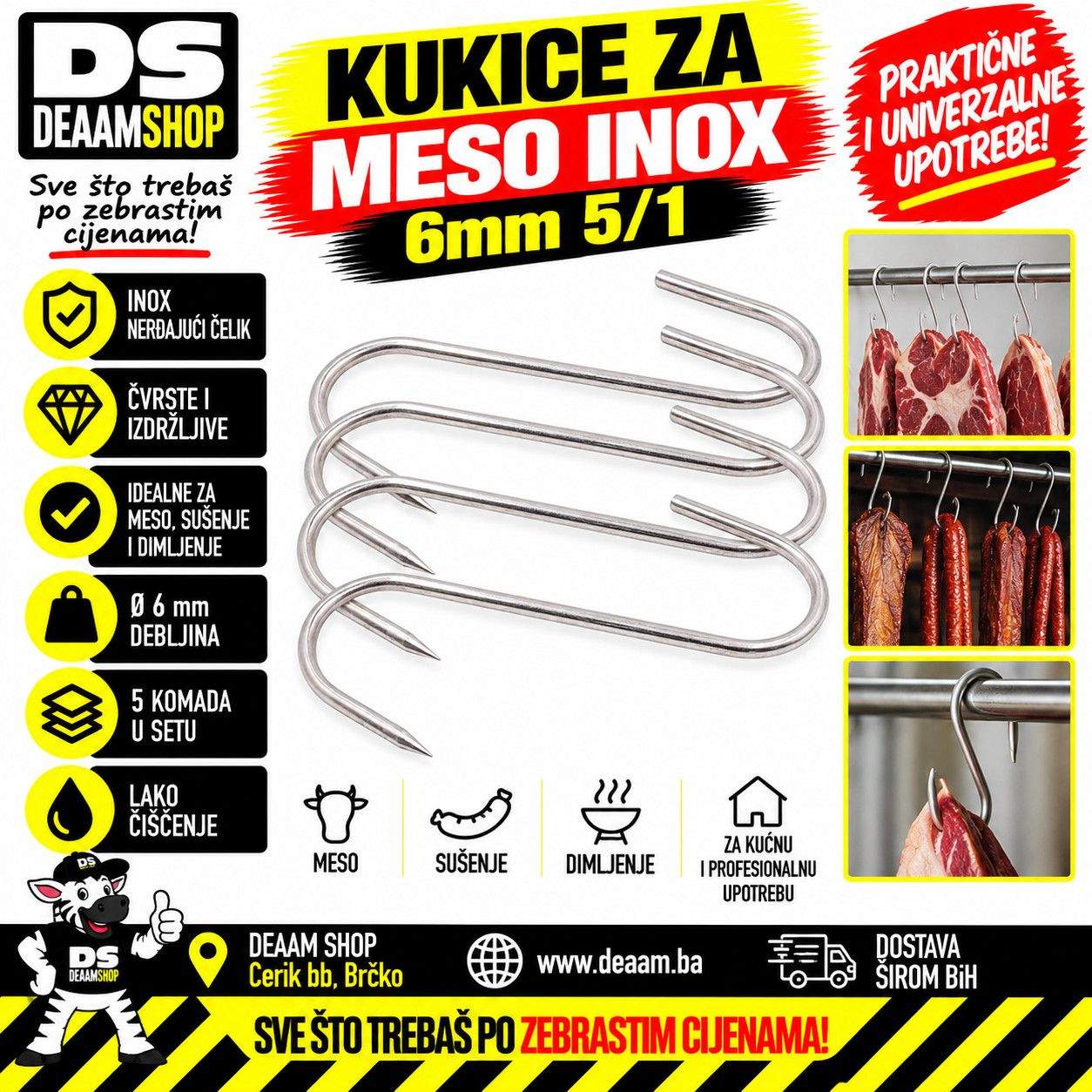 KUKICE ZA MESO INOX 6mm 5/1