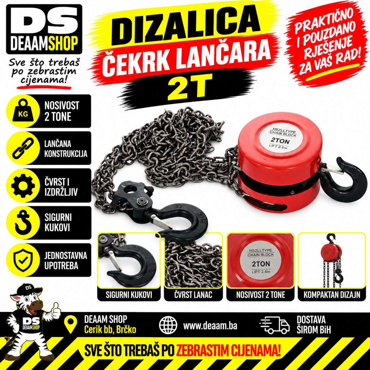 DIZALICA ČEKRK 2T LANČARA