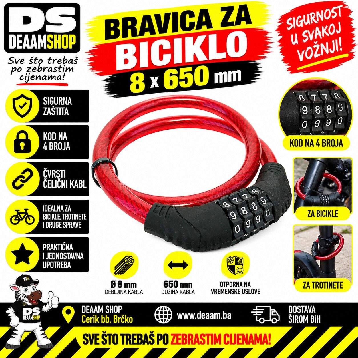 BRAVICA ZA BICIKLO 8x650