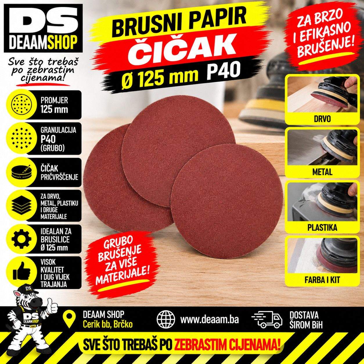 BRUSNI PAPIR CICAK O125 P40