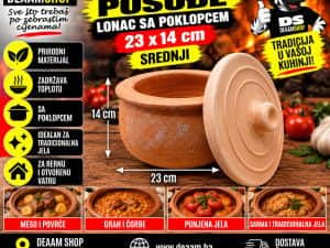 ZEMLJANO POSUĐE LONAC SA POKLOPCEM 23x14 CM SREDNJI