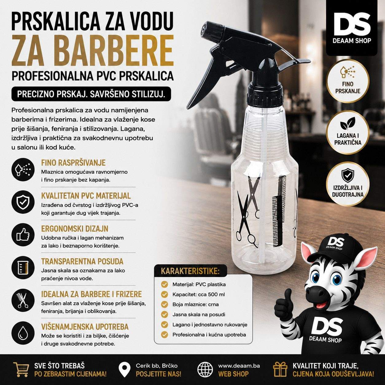 Prskalica za vodu pvc za barbere