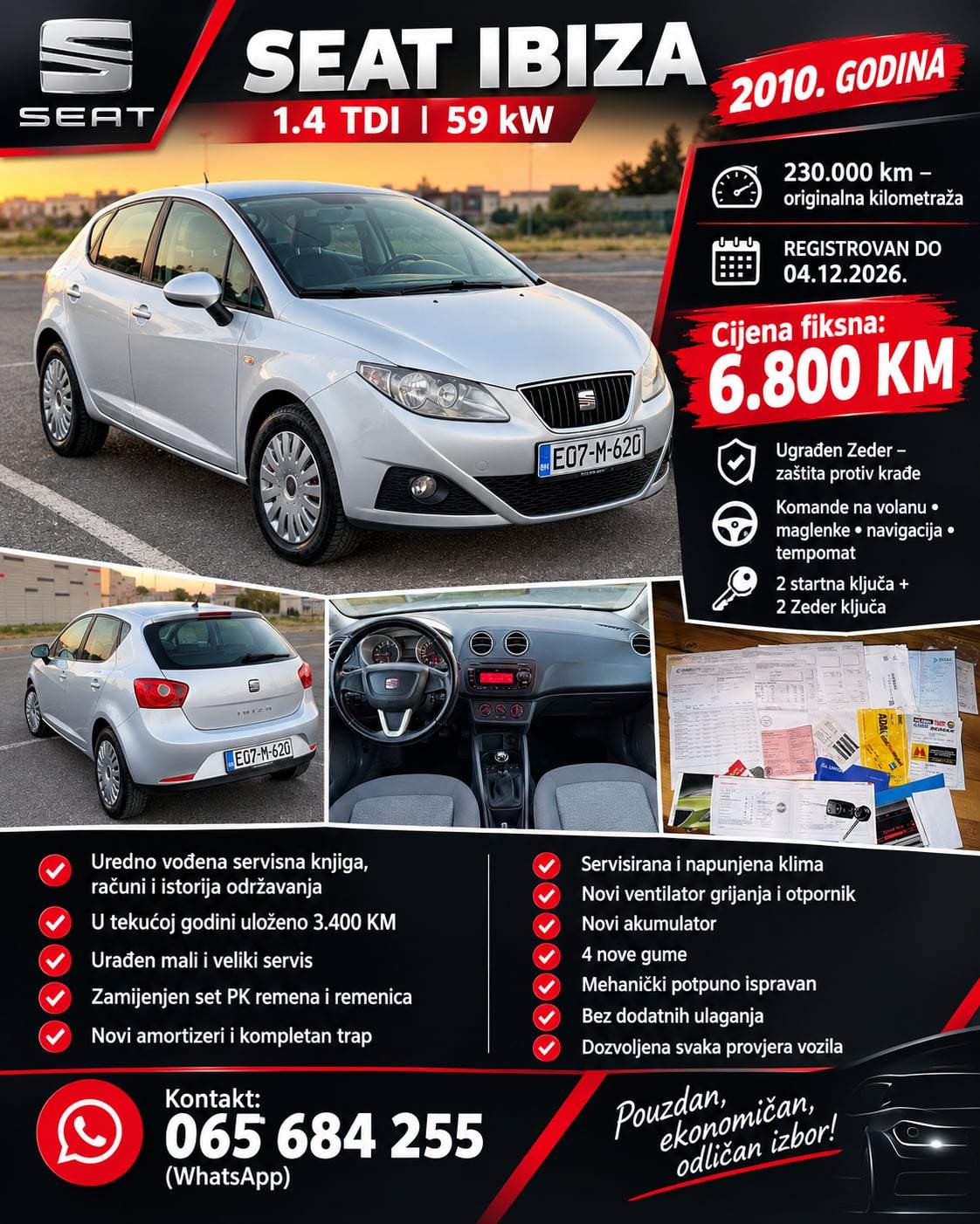Seat Ibiza 1.4 Dizel 2010 Reg 12/26 Navi - ODLIČNO STANJE