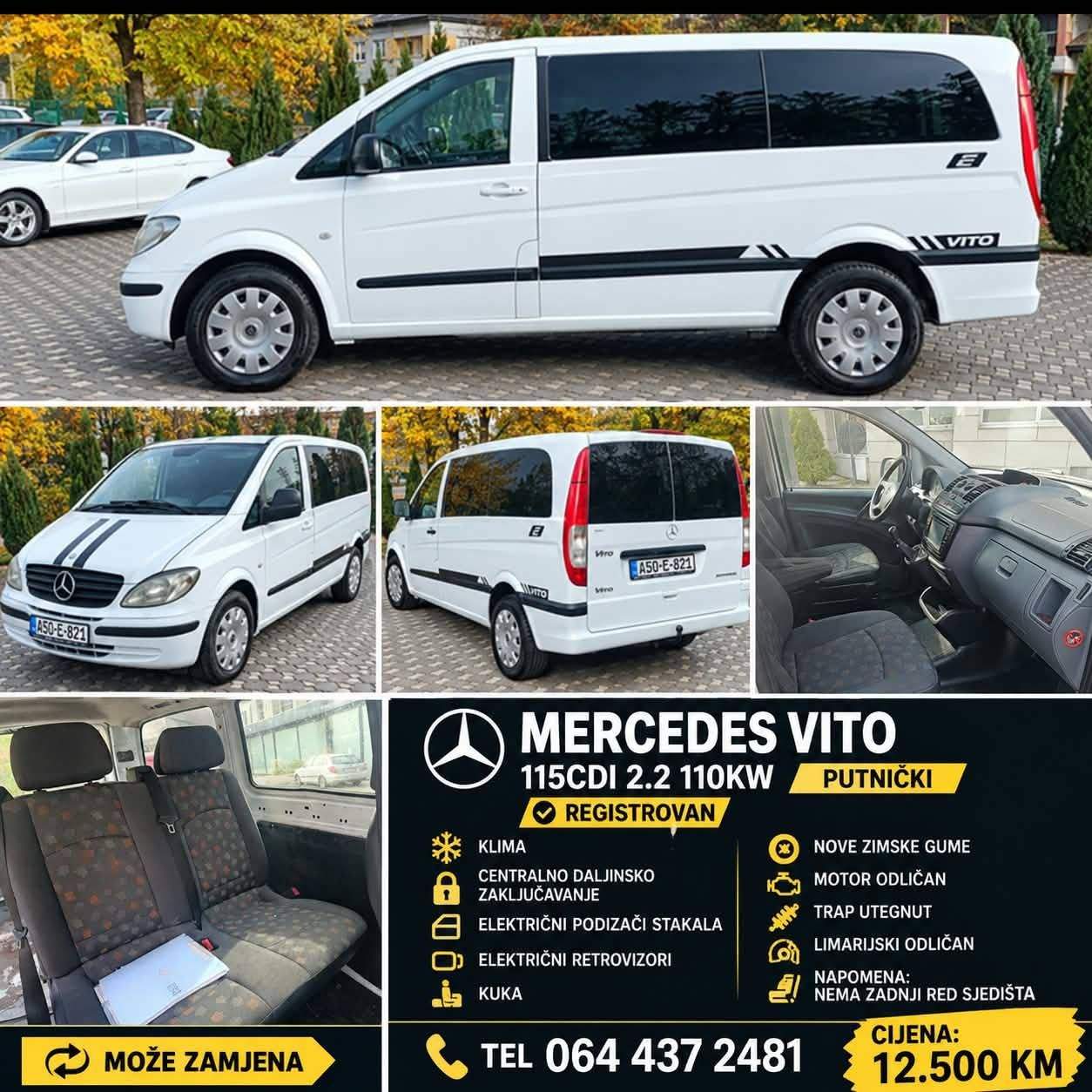 Mercedes Vito 115 CDI 2.2 110 kW, putnički, registrovan