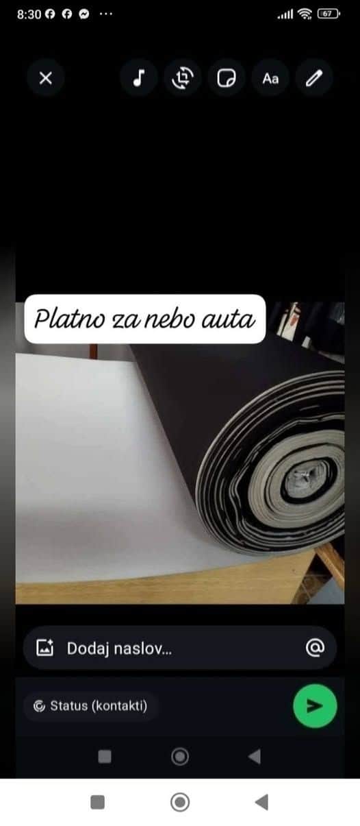 Platno za nebo auta