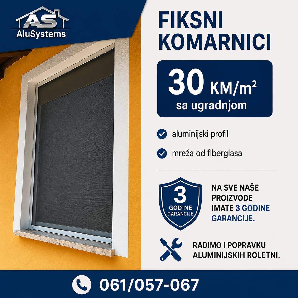 30 KM/m² FIKSNI KOMARNICI SA UGRADNJOM