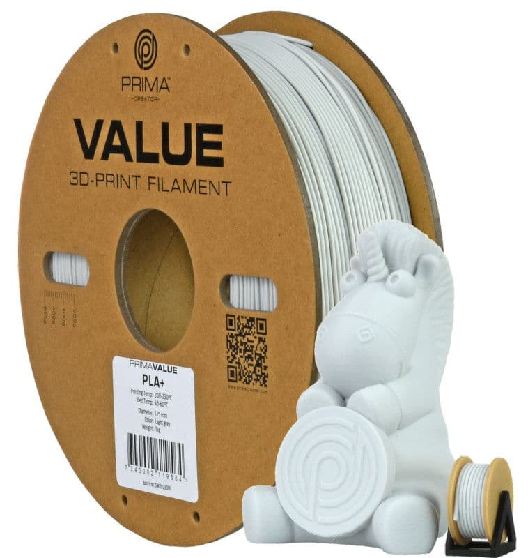 3D PLA+ Printer Filament PrimaValue 1,75mm 1 kg Light Grey — slika 1 od 2