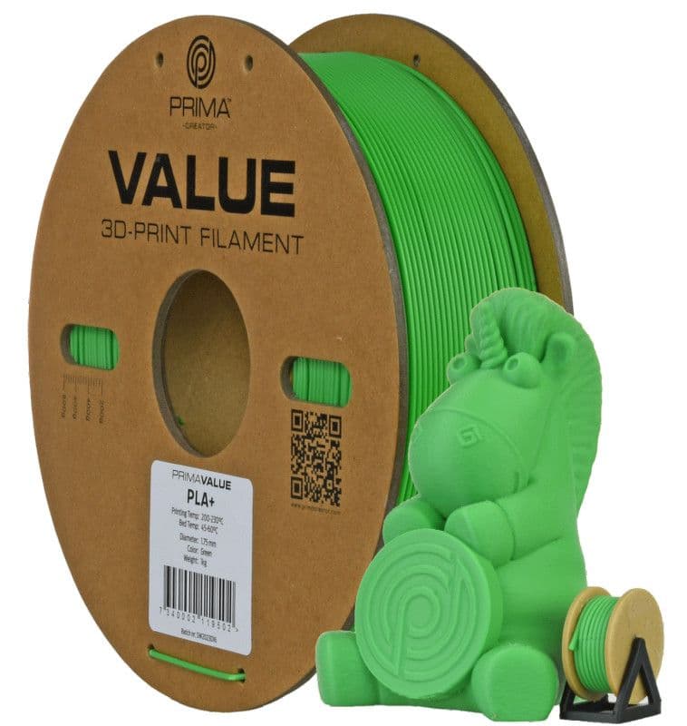 3D PLA+ Printer Filament PrimaValue 1,75mm 1kg Zelena — slika 1 od 2