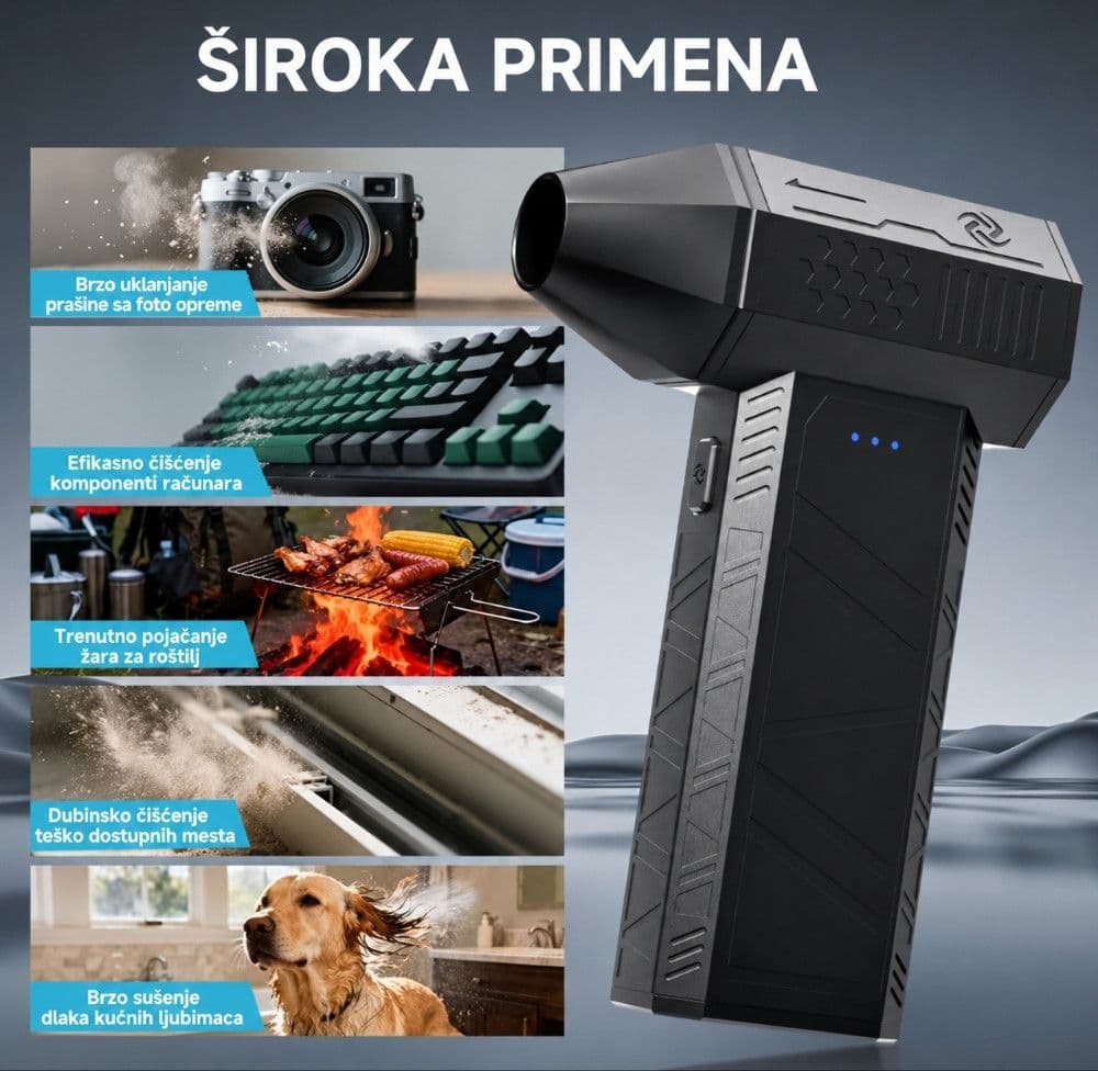 Turbo ručni ventilator JET FUN snažni bežični puhač usisivač — slika 5 od 6