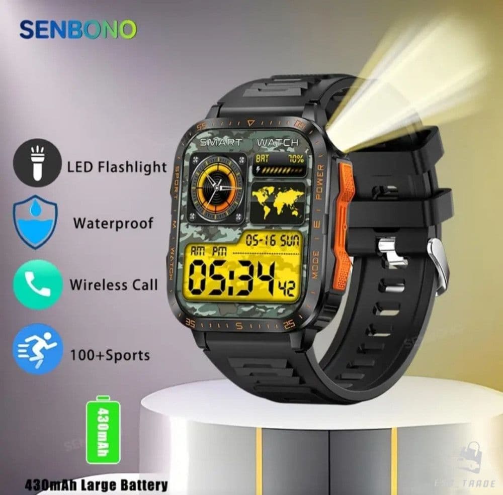 Smart Watch SENBONO Pametni Sat LED UV lampom Vodootporan 430 mAh — slika 1 od 4