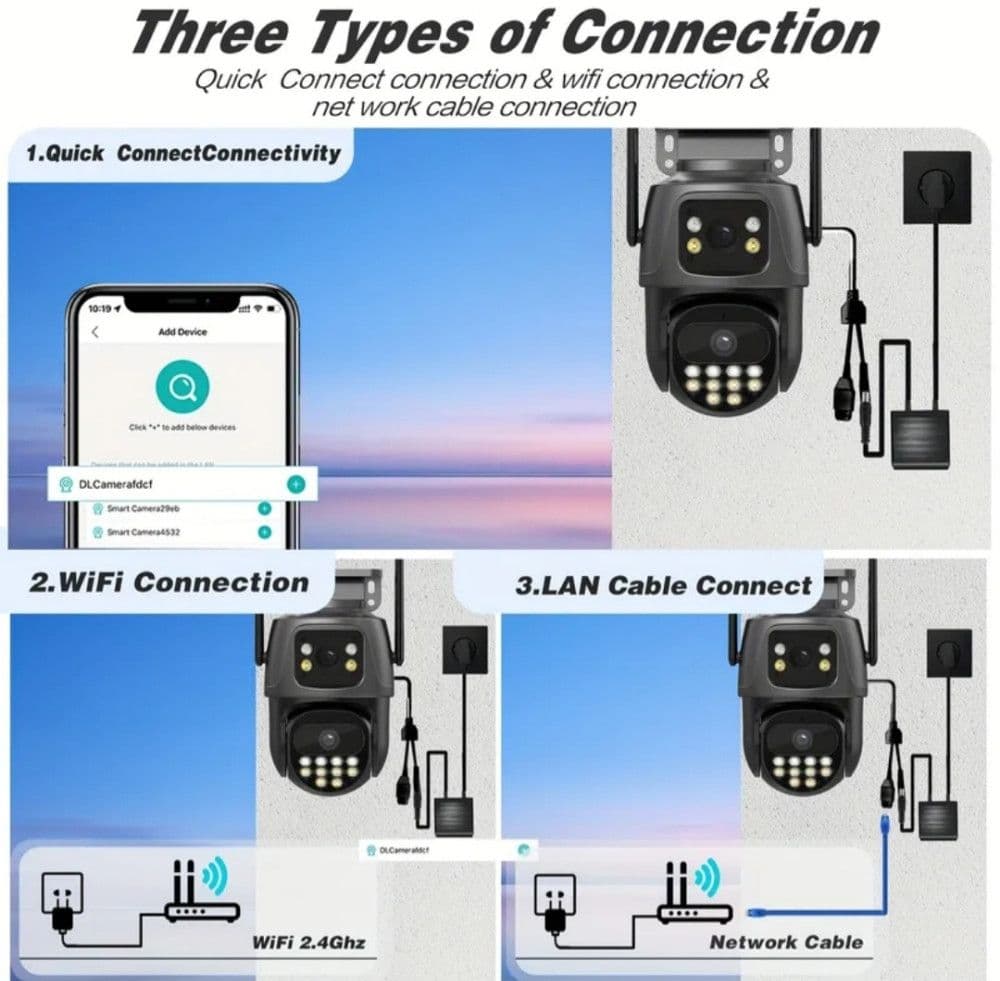 Wifi dual kamera iCsee 8MP rotirajuca video nadzor 2u1 camera — slika 8 od 13