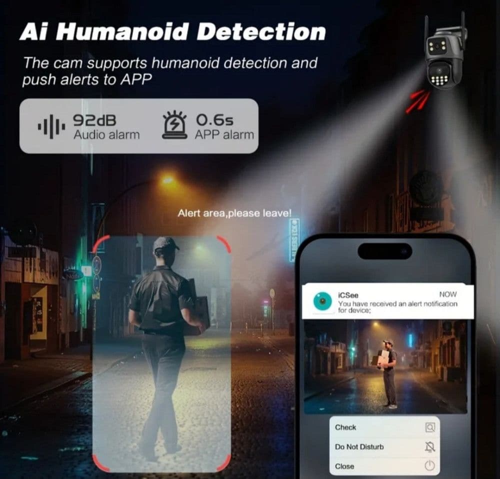 Wifi dual kamera iCsee 8MP rotirajuca video nadzor 2u1 camera — slika 5 od 13