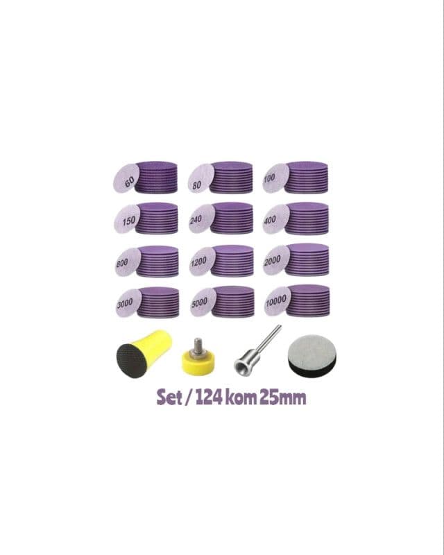 Smirgl Papir Vodobrusni Cicak 25mm Set 124 kom — slika 1 od 2
