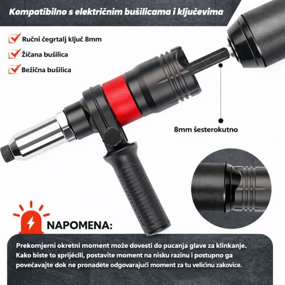 Profesionalni set adapter nastavak pop nitne zakovice za busilicu — slika 7 od 12