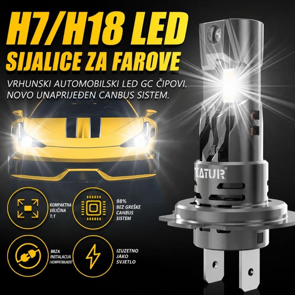H7 LED sijalice KATUR CanBus bez greski — slika 4 od 6