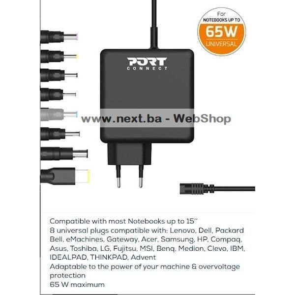 Adapter Punjač za laptope univerzalni Type C 65W 8 nastavaka — slika 2 od 3