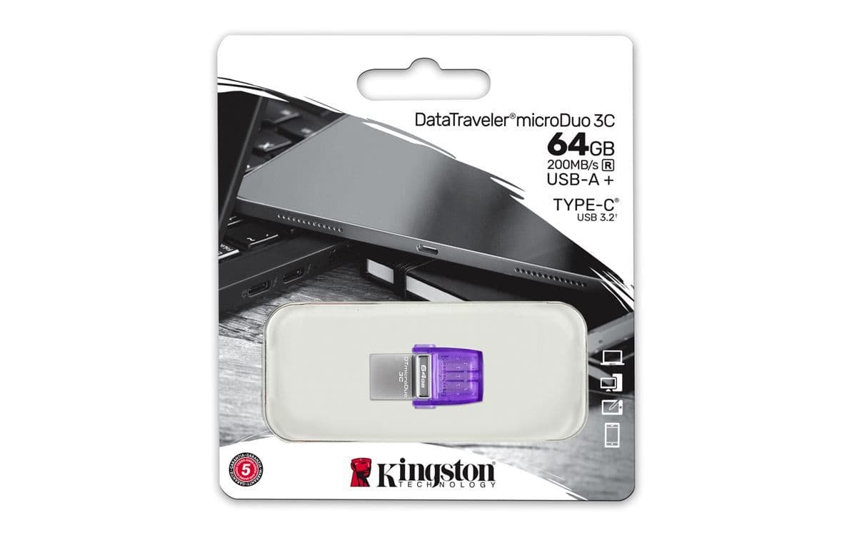 USB Stick 64GB Kingston DT Duo G3 USB Type C + USB Type A — slika 3 od 3