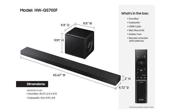 Soundbar SAMSUNG HW-QS700F 3.1.2 ch — slika 4 od 8