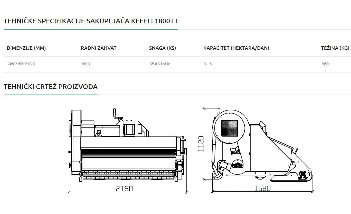 Sakupljač lješnika KEFELI 1800TT (lješnjak) — slika 3 od 6