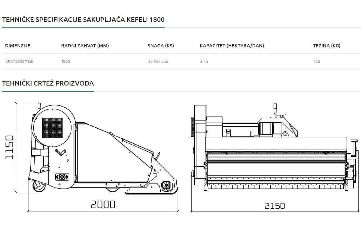 Sakupljač lješnika KEFELI 1800 (lješnjaka) — slika 12 od 15