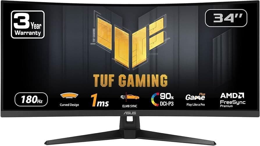 Gaming Monitor 34 Asus TUF VG34VQ3B Zakrivljeni 180Hz — slika 1 od 2