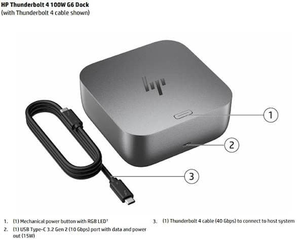 Docking HP Thunderbolt 4 100W G6 (9X472UT) — slika 3 od 4