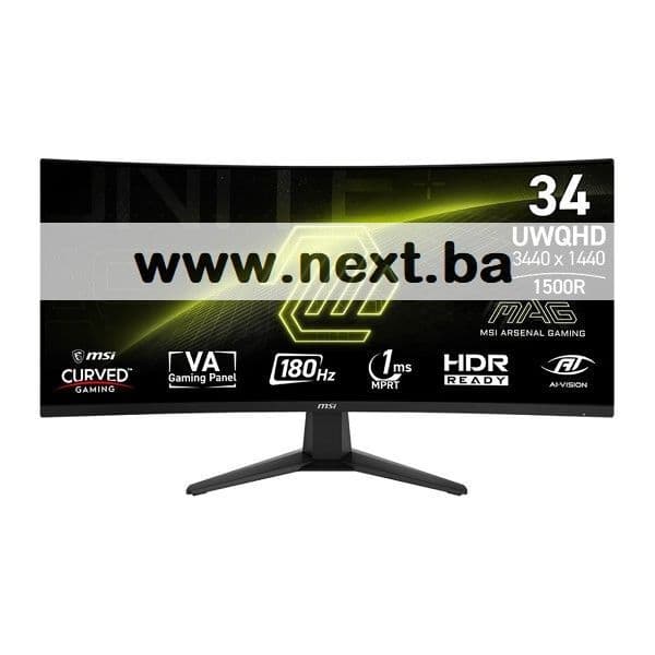 Monitor 34 MSI MAG 346CQ UWQHD VA 180Hz zakrivljeni 2g garancija — slika 1 od 4